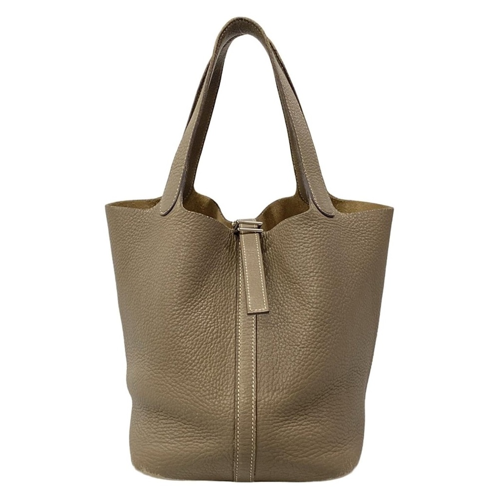Authentic HERMES Picotin MM 22 Eutope gray taurillon leather satchel bag
